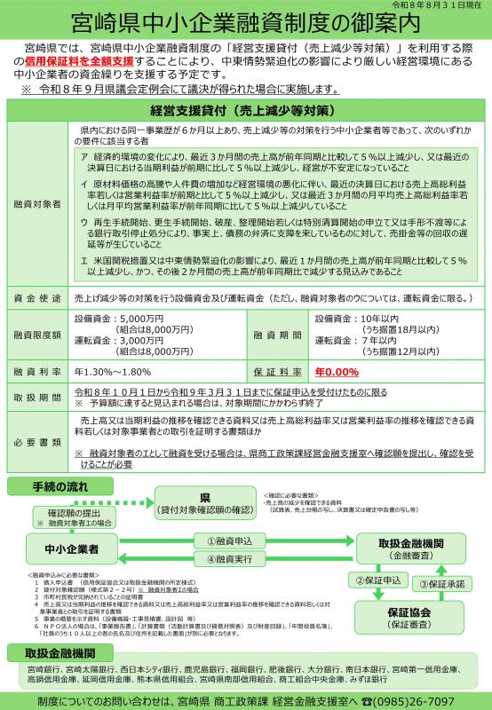宮崎県中小企業融資制度の御案内(チラシ260831版)