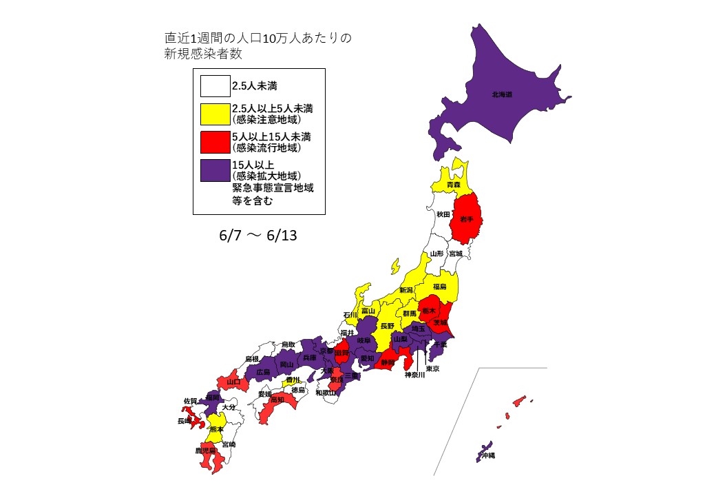 6月7日～6月13日全国感染状況