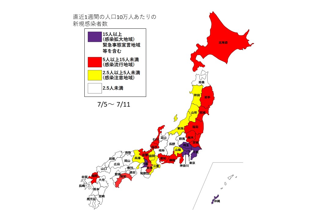 7月5日～7月11日全国感染状況