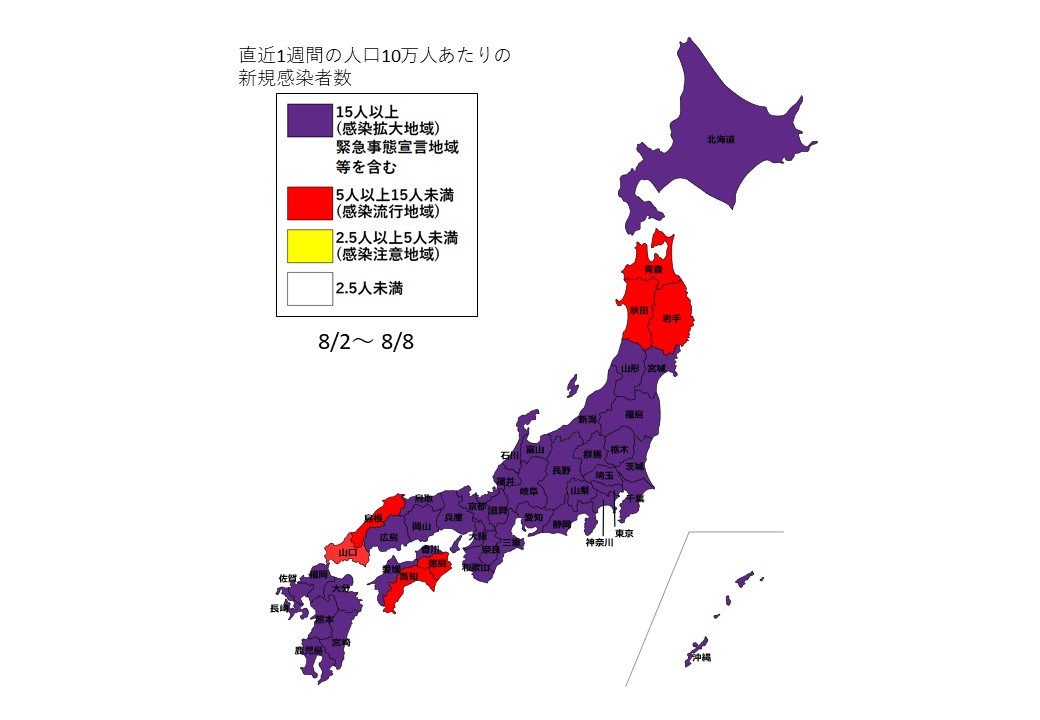 8月2日～8月8日全国感染状況