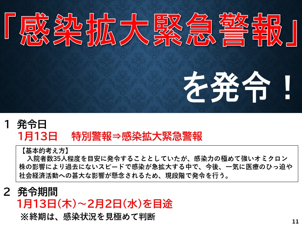 感染拡大緊急警報を発令