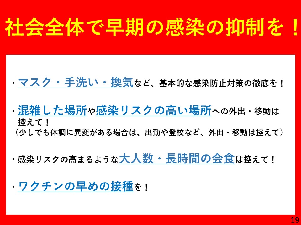 社会全体で早期の感染の抑制を